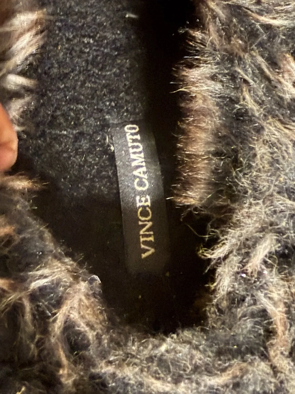 Vince Camuto Black Faux-Fur Trim Lace-Up Sneakers Mules